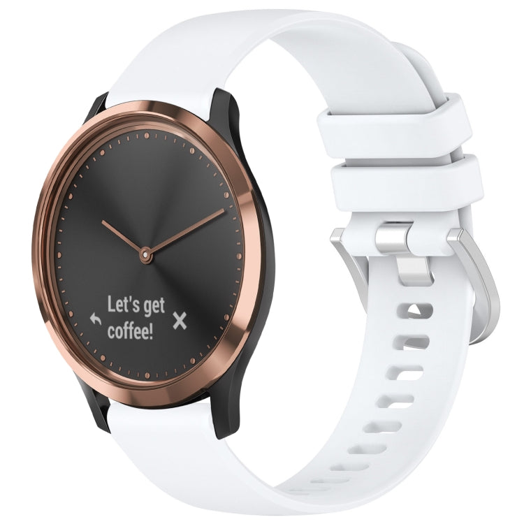 For Garmin Vivomove HR Sport Liquid Glossy Silver Buckle Silicone Watch Band(White) by bashfashion