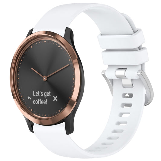 For Garmin Vivomove HR Sport Liquid Glossy Silver Buckle Silicone Watch Band(White) by bashfashion