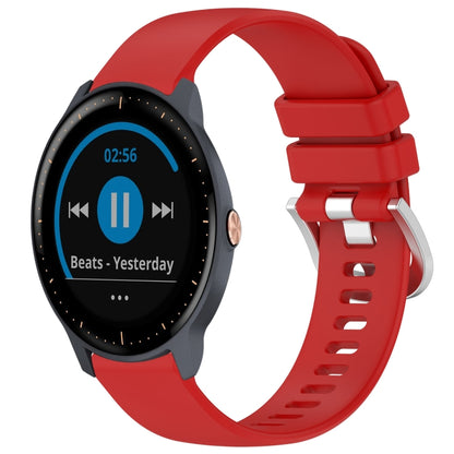 For Garmin Vivoactive3 / 3 Music Liquid Glossy Silver Buckle Silicone Watch Band(Red) by bashfashion
