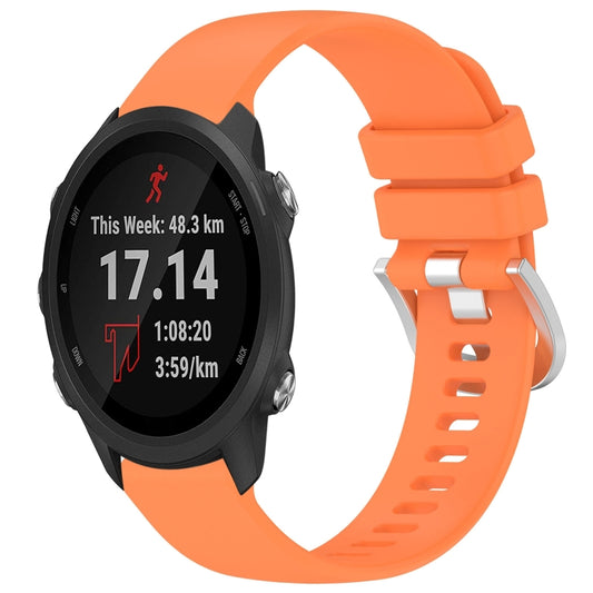 For Garmin Forerunner245 / 245 Music Liquid Glossy Silver Buckle Silicone Watch Band(Orange) by bashfashion
