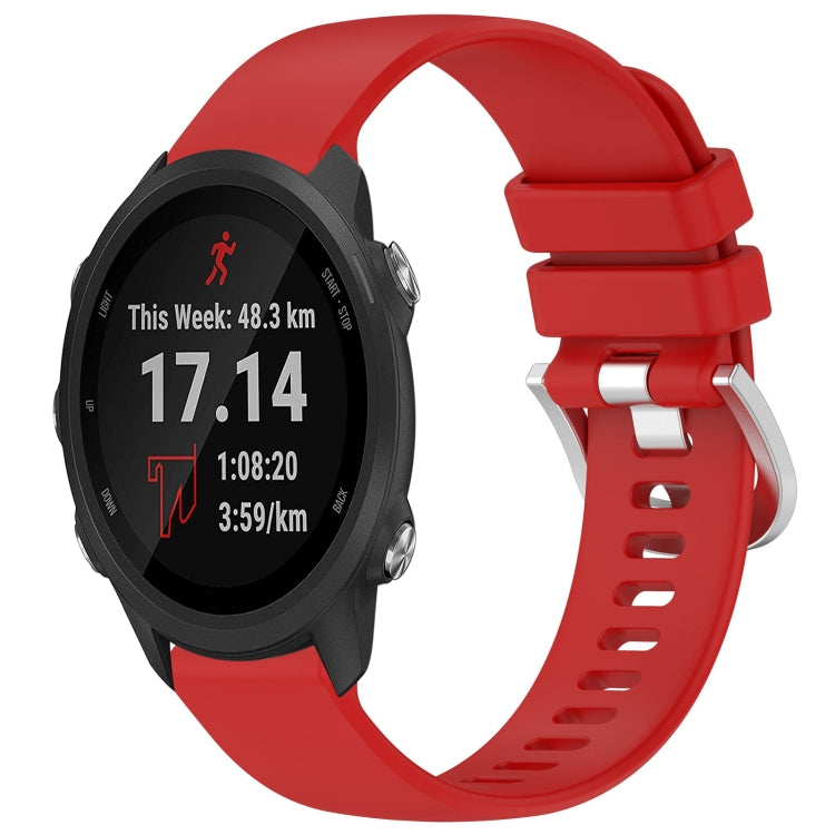 For Garmin Forerunner245 / 245 Music Liquid Glossy Silver Buckle Silicone Watch Band(Red) by bashfashion