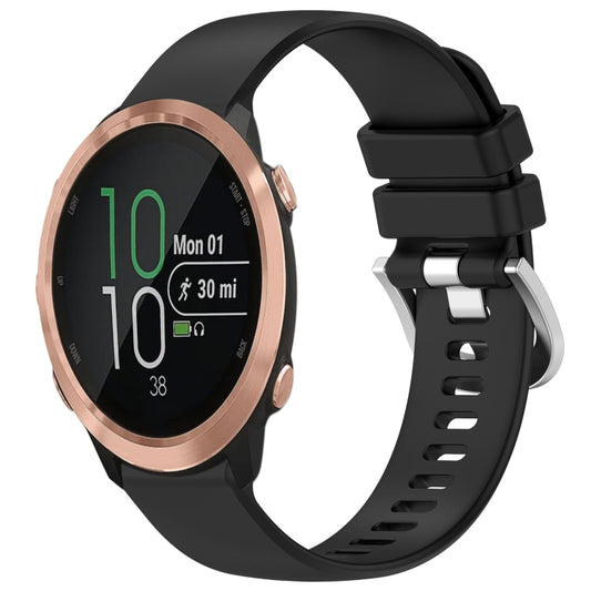 For Garmin Forerunner 645 / 645 Music Liquid Glossy Silver Buckle Silicone Watch Band(Black) by bashfashion