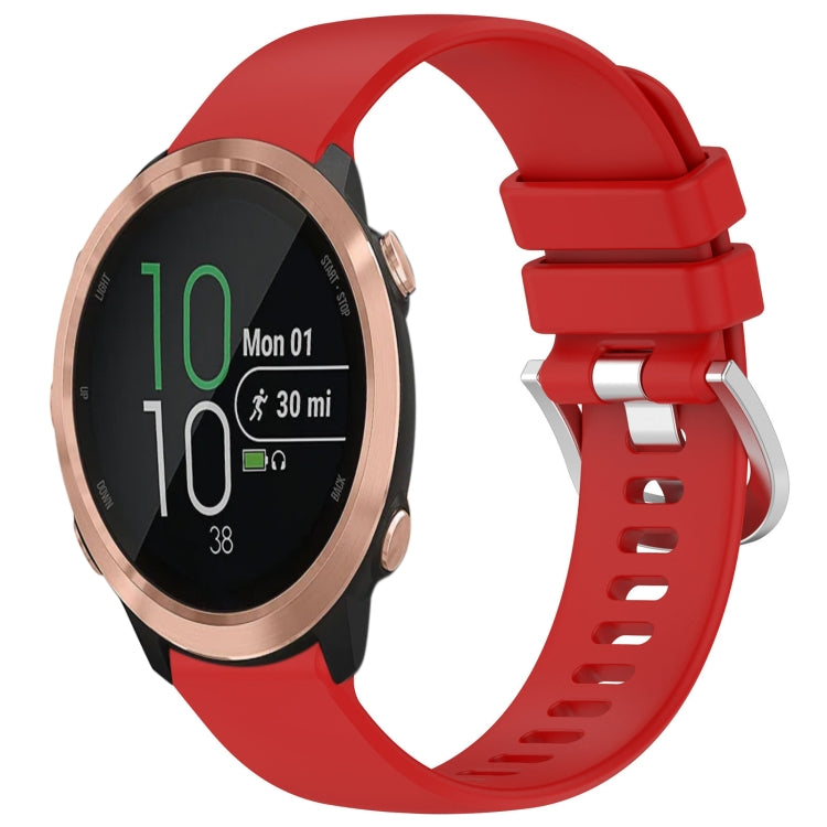 For Garmin Forerunner 645 / 645 Music Liquid Glossy Silver Buckle Silicone Watch Band(Red) by bashfashion