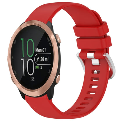 For Garmin Forerunner 645 / 645 Music Liquid Glossy Silver Buckle Silicone Watch Band(Red) by bashfashion