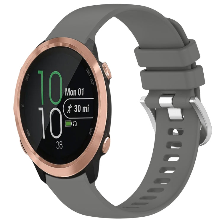 For Garmin Forerunner 645 / 645 Music Liquid Glossy Silver Buckle Silicone Watch Band(Gray) by bashfashion