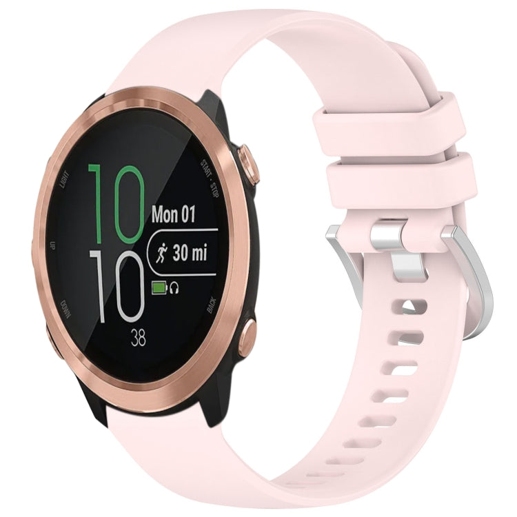 For Garmin Forerunner 645 / 645 Music Liquid Glossy Silver Buckle Silicone Watch Band(Pink) by bashfashion