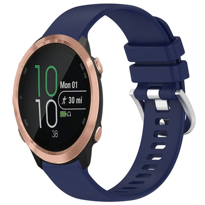 For Garmin Forerunner 645 / 645 Music Liquid Glossy Silver Buckle Silicone Watch Band(Dark Blue) by bashfashion