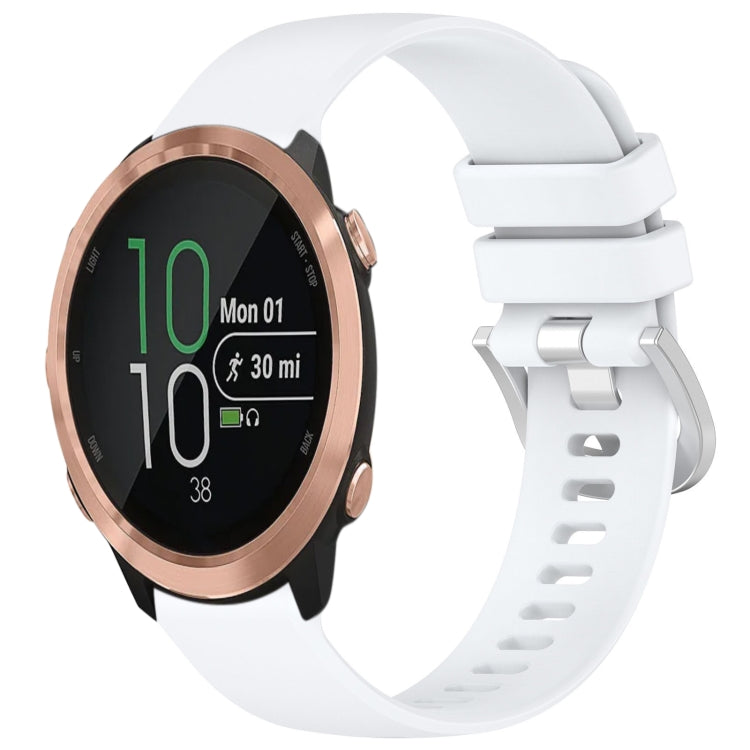 For Garmin Forerunner 645 / 645 Music Liquid Glossy Silver Buckle Silicone Watch Band(White) by bashfashion