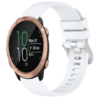 For Garmin Forerunner 645 / 645 Music Liquid Glossy Silver Buckle Silicone Watch Band(White) by bashfashion
