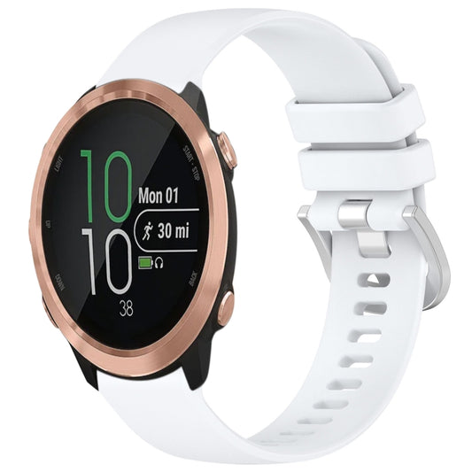 For Garmin Forerunner 645 / 645 Music Liquid Glossy Silver Buckle Silicone Watch Band(White) by bashfashion