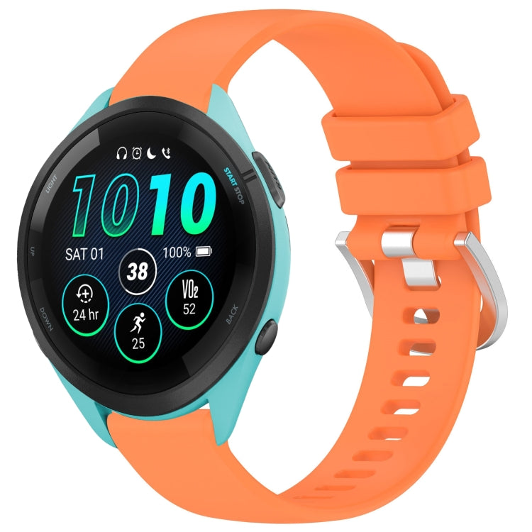 For Garmin Forerunner 265S Liquid Glossy Silver Buckle Silicone Watch Band(Orange) by bashfashion