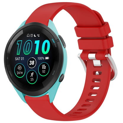 For Garmin Forerunner 265S Liquid Glossy Silver Buckle Silicone Watch Band(Red) by bashfashion