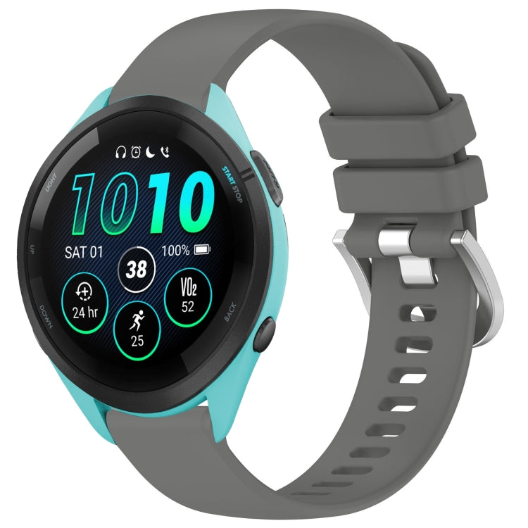 For Garmin Forerunner 265S Liquid Glossy Silver Buckle Silicone Watch Band(Gray) by bashfashion