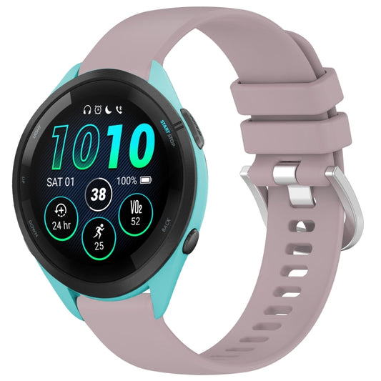 For Garmin Forerunner 265S Liquid Glossy Silver Buckle Silicone Watch Band(Purple) by bashfashion