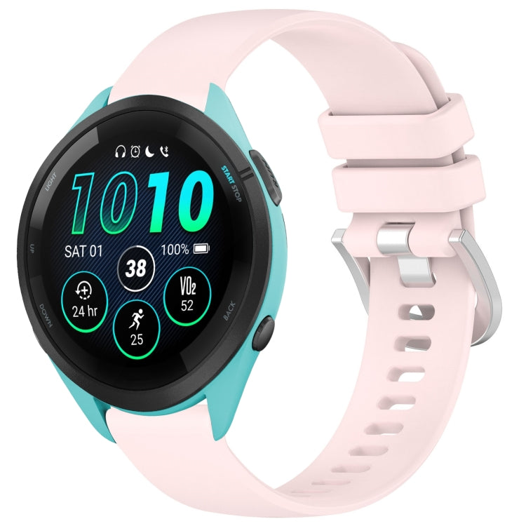 For Garmin Forerunner 265S Liquid Glossy Silver Buckle Silicone Watch Band(Pink) by bashfashion