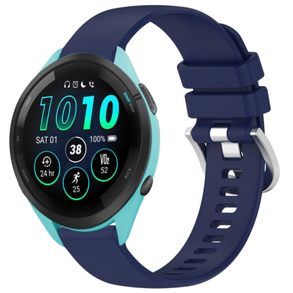 For Garmin Forerunner 265S Liquid Glossy Silver Buckle Silicone Watch Band(Dark Blue) by bashfashion