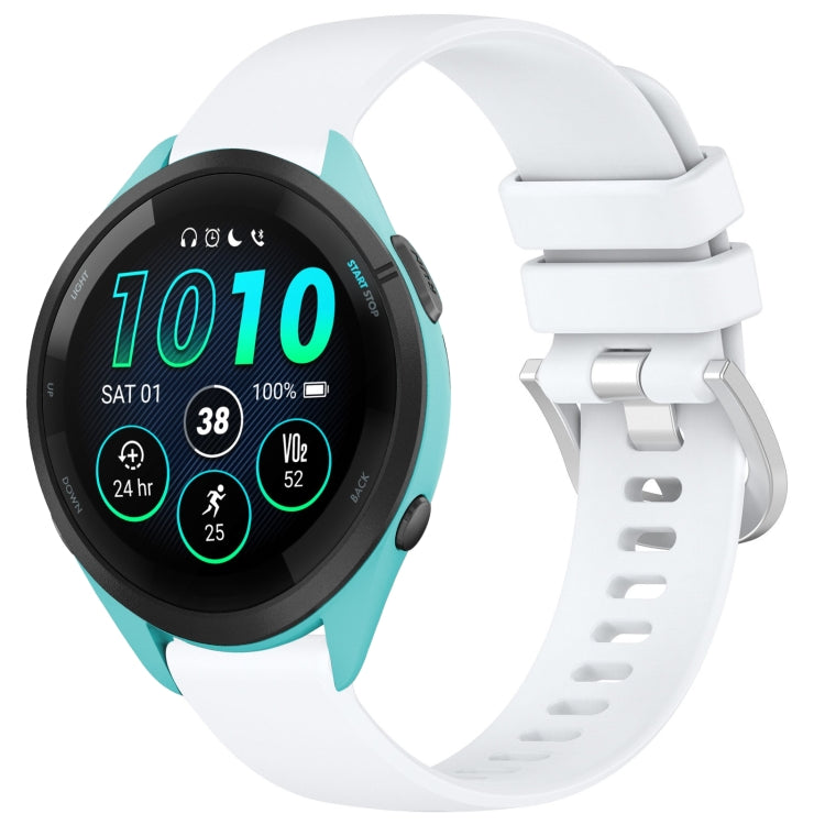 For Garmin Forerunner 265S Liquid Glossy Silver Buckle Silicone Watch Band(White) by bashfashion