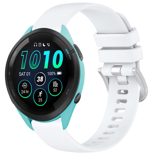 For Garmin Forerunner 265S Liquid Glossy Silver Buckle Silicone Watch Band(White) by bashfashion
