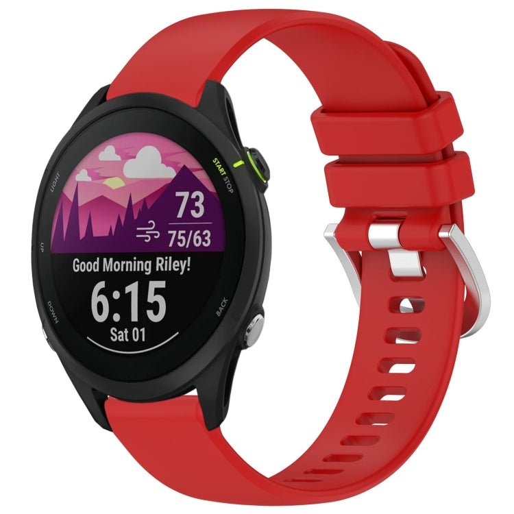 For Garmin Forerunner 255S Music / 255S Liquid Glossy Silver Buckle Silicone Watch Band(Red) by bashfashion