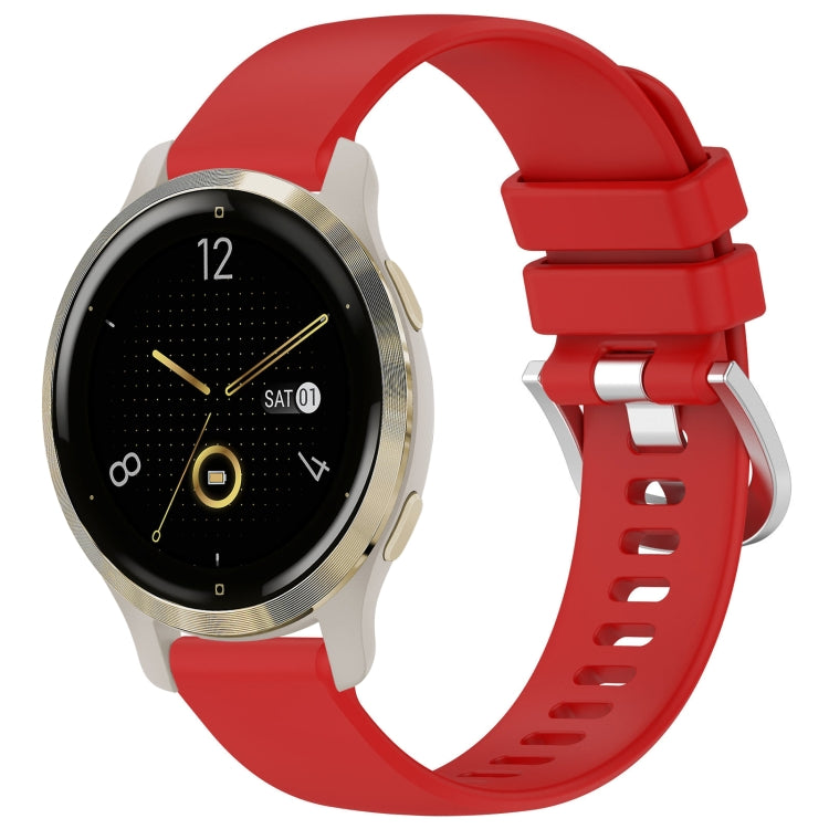 For Garmin Venu 2S Liquid Glossy Silver Buckle Silicone Watch Band(Red) by bashfashion