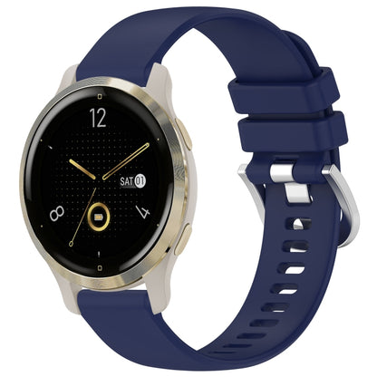 For Garmin Venu 2S Liquid Glossy Silver Buckle Silicone Watch Band(Dark Blue) by bashfashion