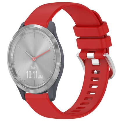 For Garmin Vivomove 3S Liquid Glossy Silver Buckle Silicone Watch Band(Red) by bashfashion