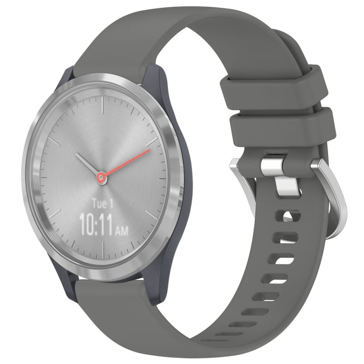 For Garmin Vivomove 3S Liquid Glossy Silver Buckle Silicone Watch Band(Gray) by bashfashion