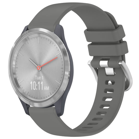 For Garmin Vivomove 3S Liquid Glossy Silver Buckle Silicone Watch Band(Gray) by bashfashion