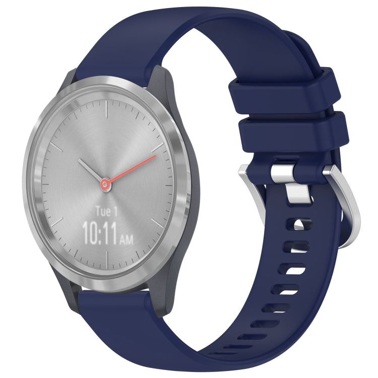 For Garmin Vivomove 3S Liquid Glossy Silver Buckle Silicone Watch Band(Dark Blue) by bashfashion