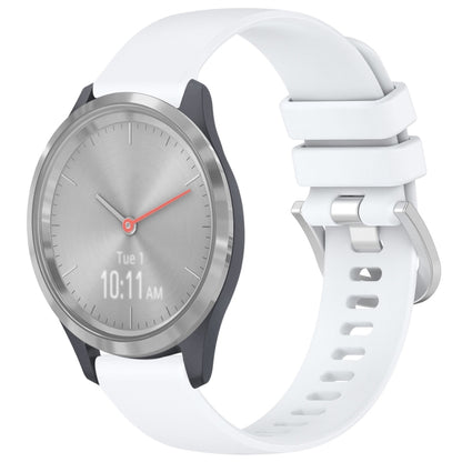 For Garmin Vivomove 3S Liquid Glossy Silver Buckle Silicone Watch Band(White) by bashfashion