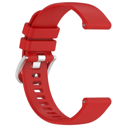 For Garmin Vivoactive 4S Liquid Glossy Silver Buckle Silicone Watch Band(Red) by bashfashion