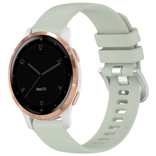For Garmin Vivoactive 4S Liquid Glossy Silver Buckle Silicone Watch Band(Green) by bashfashion