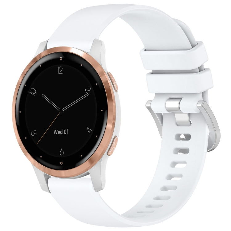 For Garmin Vivoactive 4S Liquid Glossy Silver Buckle Silicone Watch Band(White) by bashfashion