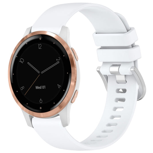 For Garmin Vivoactive 4S Liquid Glossy Silver Buckle Silicone Watch Band(White) by bashfashion