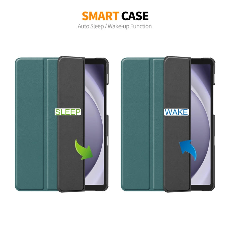 For Samsung Galaxy Tab A9 8.7 ENKAY Tri-fold Custer Texture Leather Smart Tablet Case(Light Blue) by ENKAY