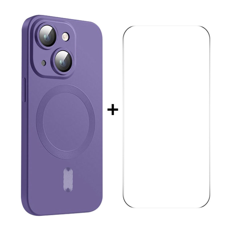 For iPhone 15 Plus ENKAY MagSafe Matte TPU Phone Case with Lens Film & Screen Glass Film(Purple) by ENKAY