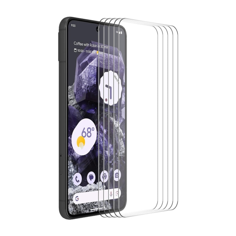 For Google Pixel 8 5pcs ENKAY Hat-Prince 0.26mm 9H 2.5D High Aluminum-silicon Tempered Glass Film by ENKAY