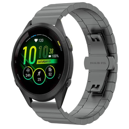 For Garmin Forerunner 265S One Bead Butterfly Buckle Stainless Steel Metal Watch Band(Gray) by bashfashion