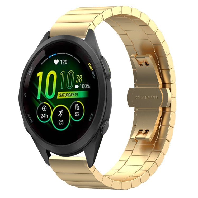 For Garmin Forerunner 265S One Bead Butterfly Buckle Stainless Steel Metal Watch Band(Gold) by bashfashion