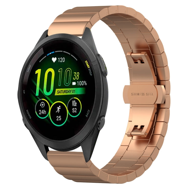 For Garmin Forerunner 265S One Bead Butterfly Buckle Stainless Steel Metal Watch Band(Rose Gold) by bashfashion