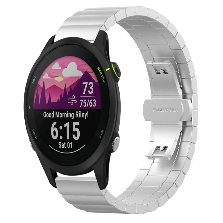 For Garmin Forerunner 255S Music / 255S One Bead Butterfly Buckle Stainless Steel Metal Watch Band(Silver) by bashfashion