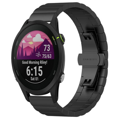 For Garmin Forerunner 255S Music / 255S One Bead Butterfly Buckle Stainless Steel Metal Watch Band(Black) by bashfashion