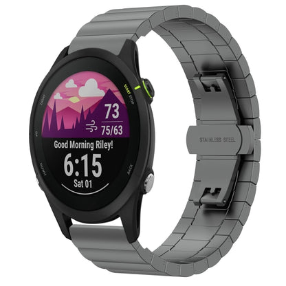 For Garmin Forerunner 255S Music / 255S One Bead Butterfly Buckle Stainless Steel Metal Watch Band(Gray) by bashfashion