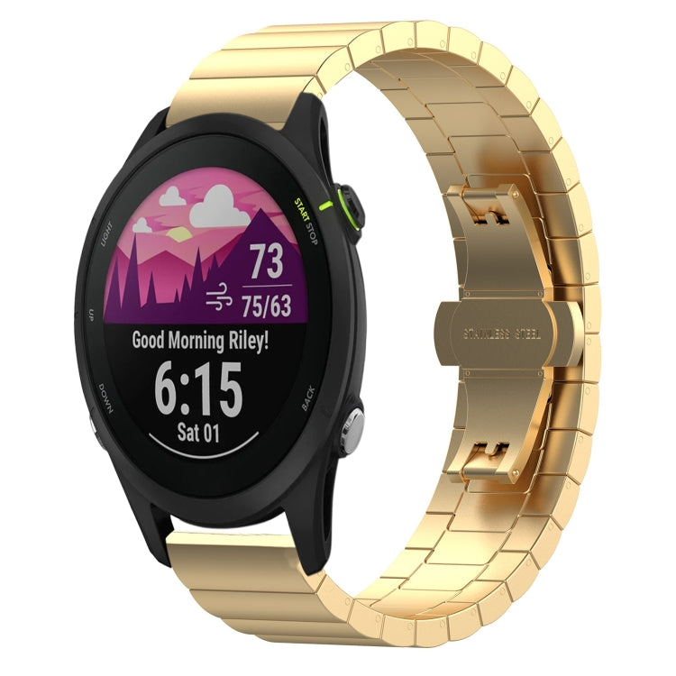 For Garmin Forerunner 255S Music / 255S One Bead Butterfly Buckle Stainless Steel Metal Watch Band(Gold) by bashfashion