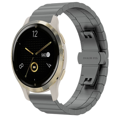 For Garmin Venu 2S One Bead Butterfly Buckle Stainless Steel Metal Watch Band(Gray) by bashfashion