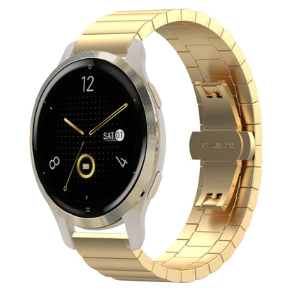 For Garmin Venu 2S One Bead Butterfly Buckle Stainless Steel Metal Watch Band(Gold) by bashfashion