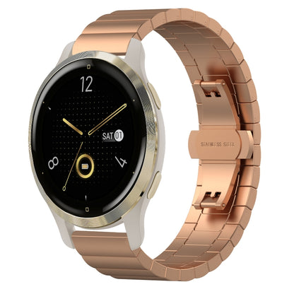 For Garmin Venu 2S One Bead Butterfly Buckle Stainless Steel Metal Watch Band(Rose Gold) by bashfashion