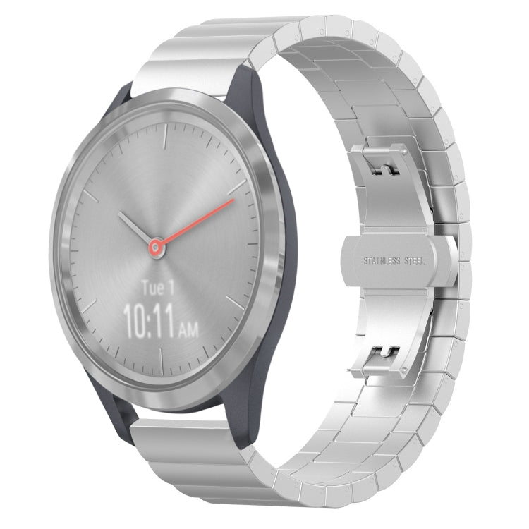 For Garmin Vivomove 3S One Bead Butterfly Buckle Stainless Steel Metal Watch Band(Silver) by bashfashion