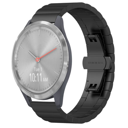 For Garmin Vivomove 3S One Bead Butterfly Buckle Stainless Steel Metal Watch Band(Black) by bashfashion