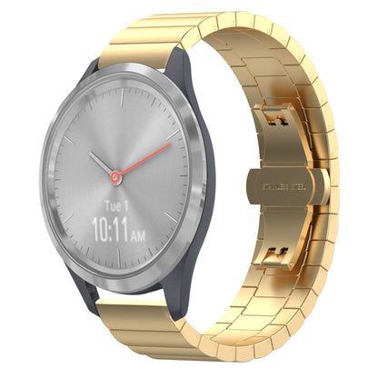 For Garmin Vivomove 3S One Bead Butterfly Buckle Stainless Steel Metal Watch Band(Gold) by bashfashion